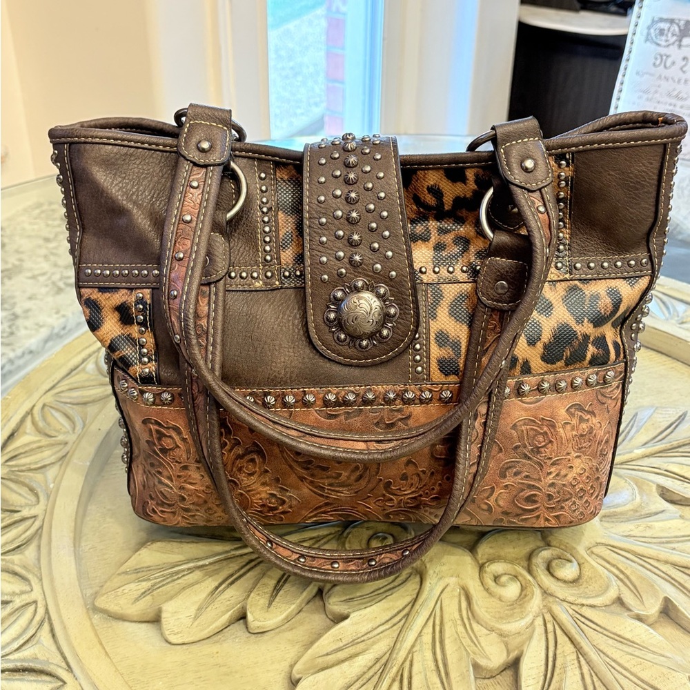 Montana west patchwork brown handbag #80